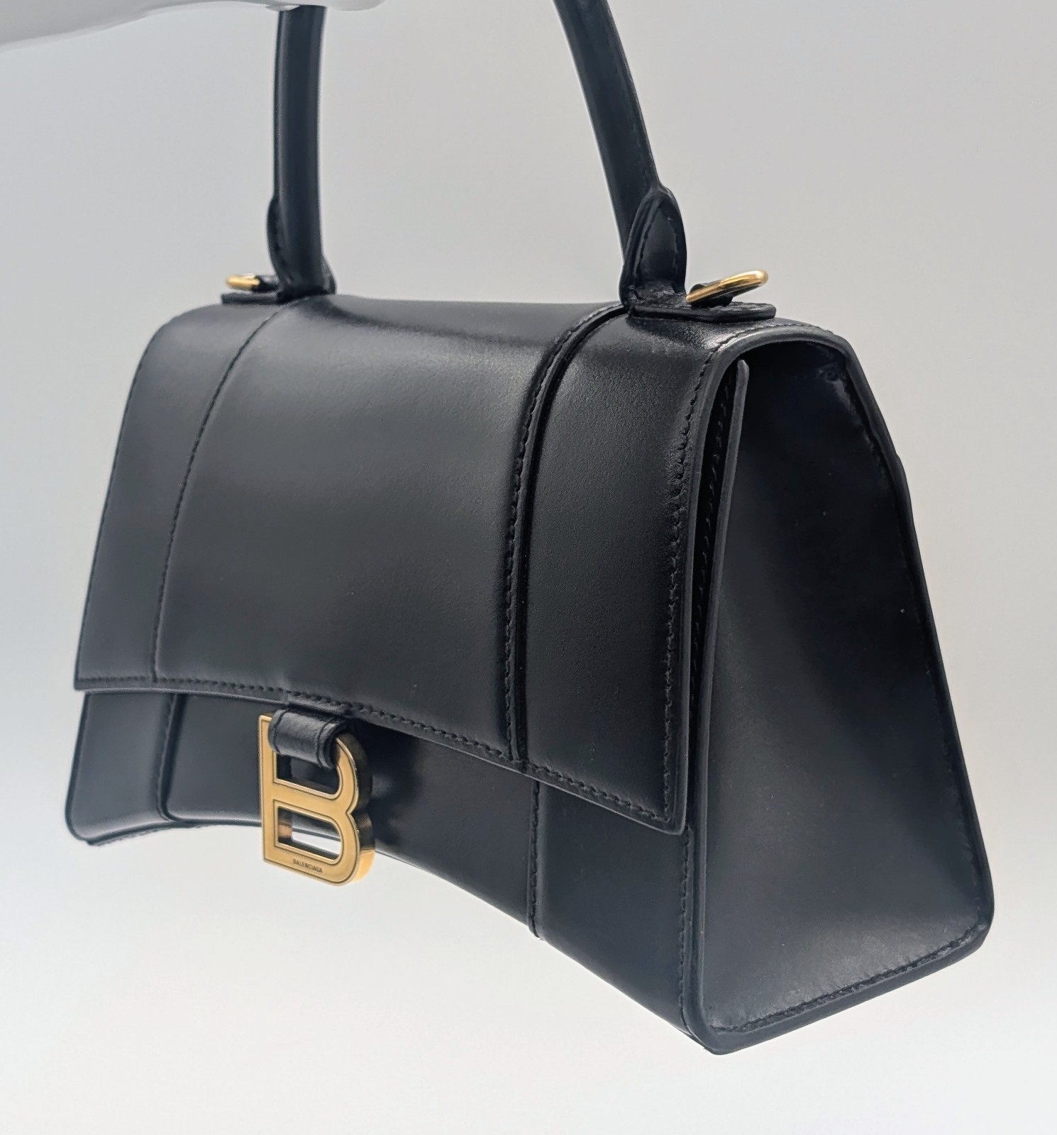 BALENCIAGA Hourglass Top Handle XS – Schwarz Leder Schultertasche #1623