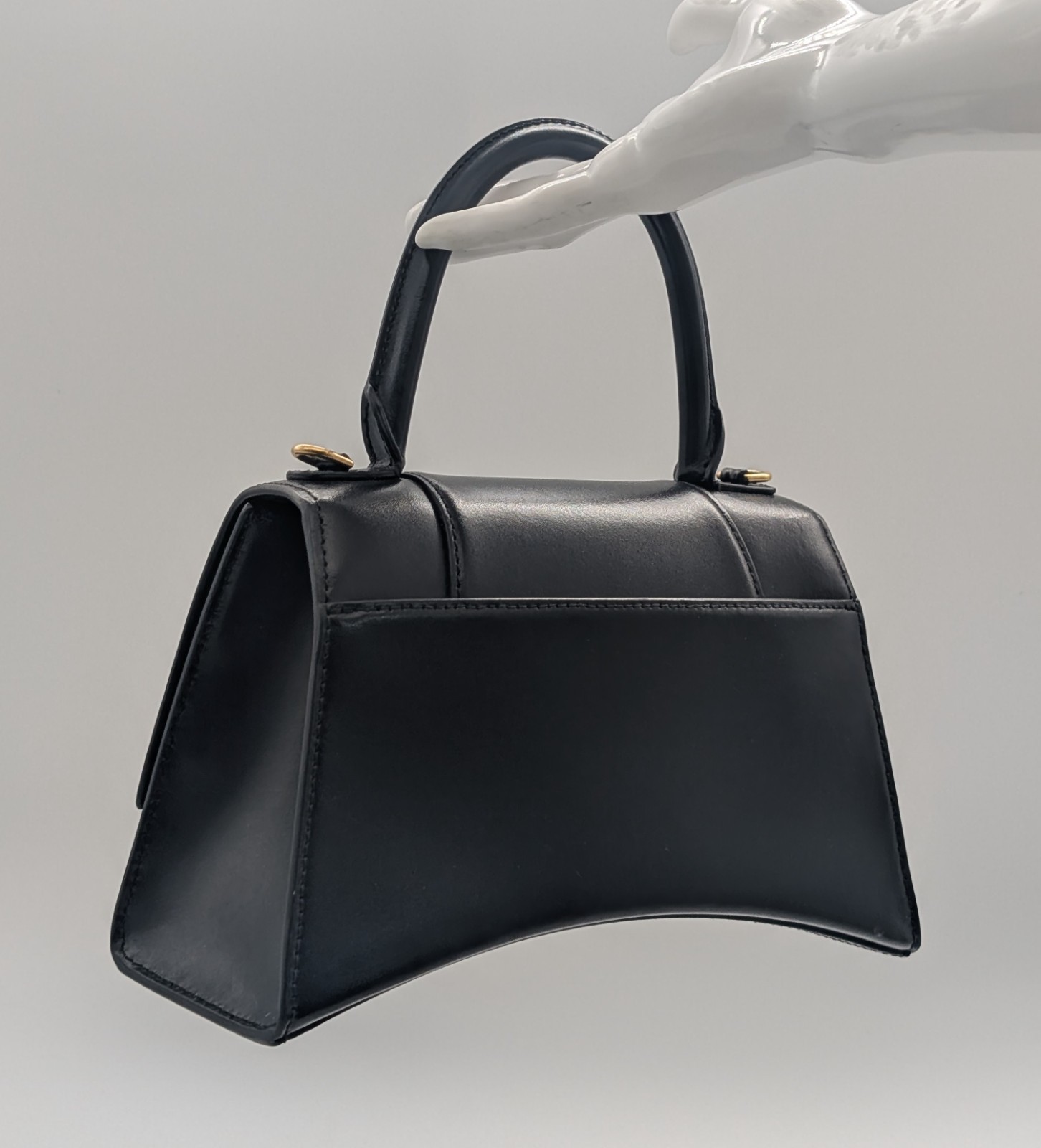 BALENCIAGA Hourglass Top Handle XS – Schwarz Leder Schultertasche #1623