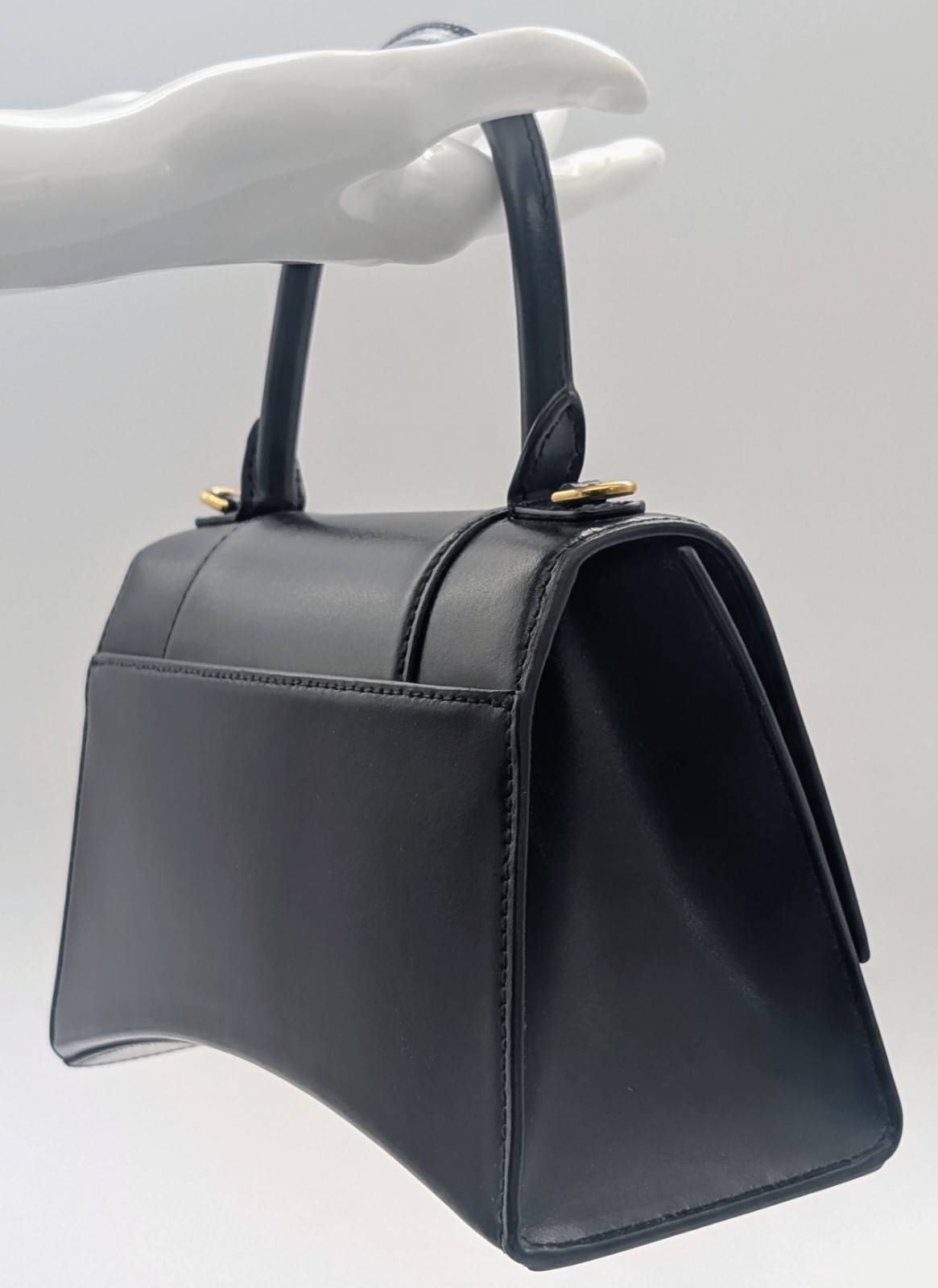 BALENCIAGA Hourglass Top Handle XS – Schwarz Leder Schultertasche #1623