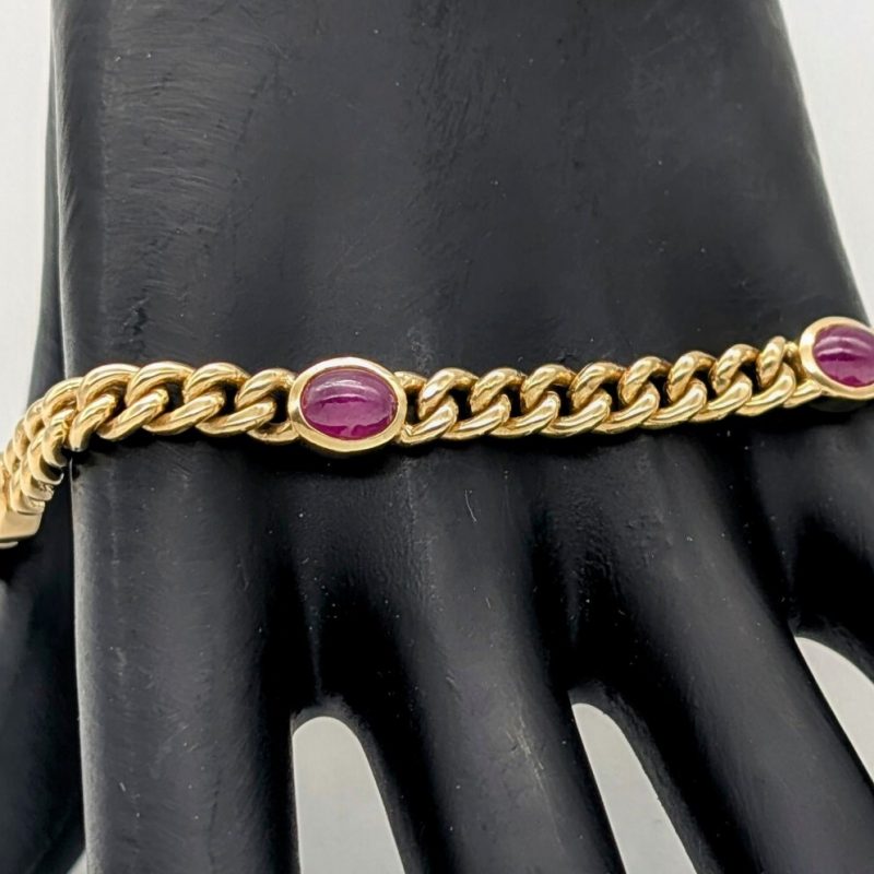 Rubin Panzerarmband Armband 585/14K Gliederarmband Gelbgold 22cm 24,60Gr. #1117