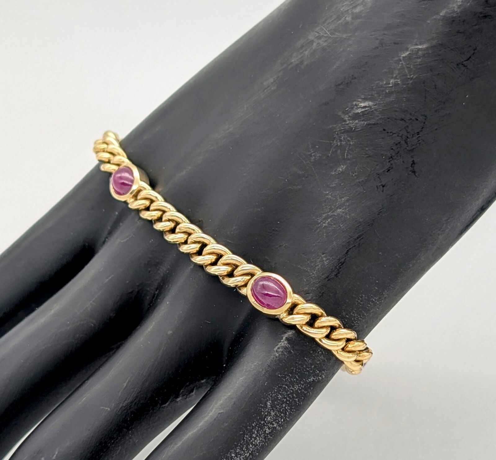 Rubin Panzerarmband Armband 585/14K Gliederarmband Gelbgold 22cm 24,60Gr. #1117