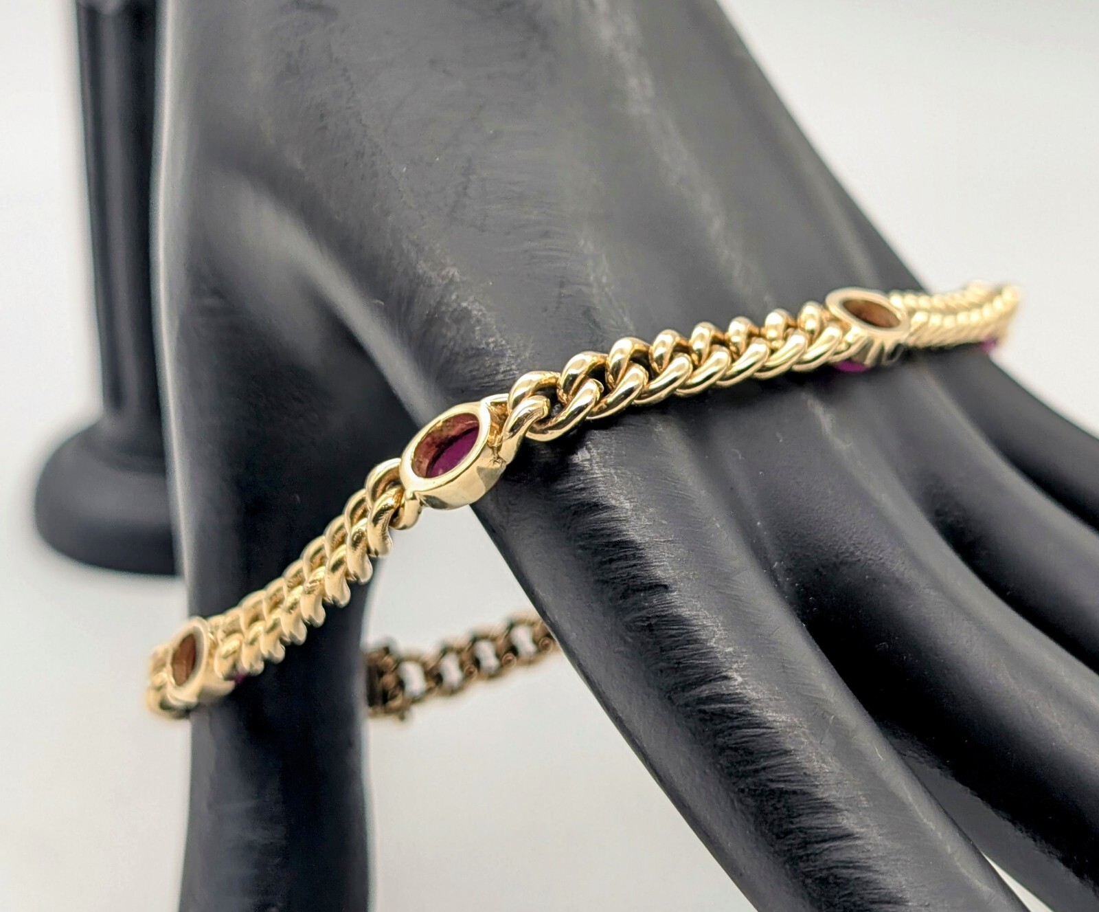 Rubin Panzerarmband Armband 585/14K Gliederarmband Gelbgold 22cm 24,60Gr. #1117