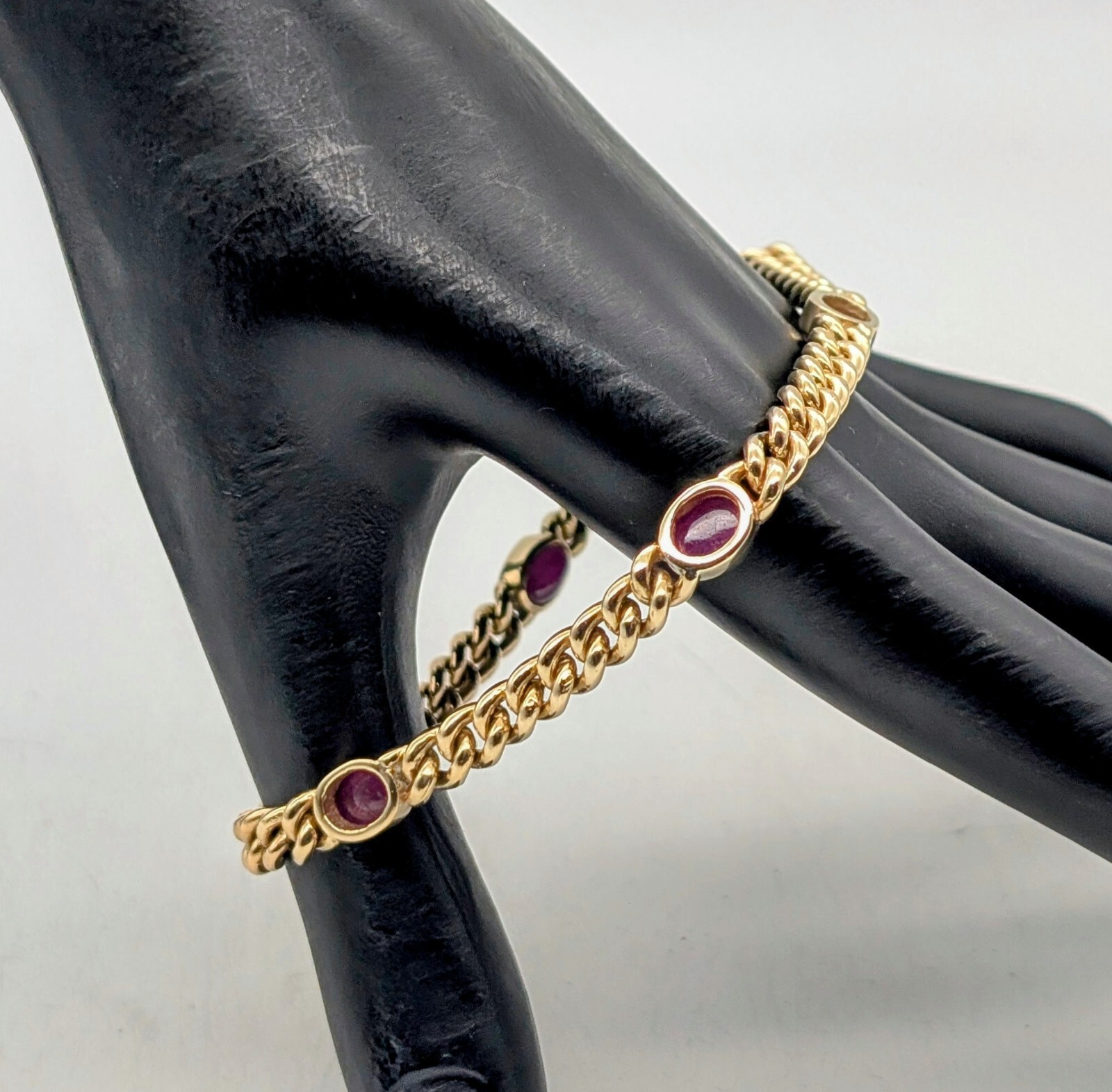 Rubin Panzerarmband Armband 585/14K Gliederarmband Gelbgold 22cm 24,60Gr. #1117