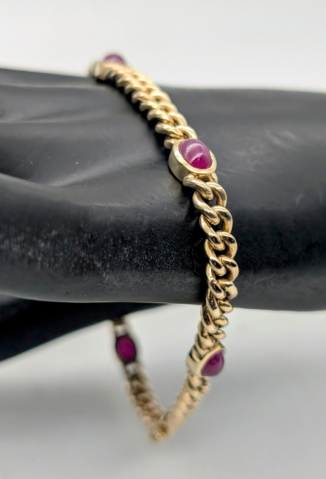 Rubin Panzerarmband Armband 585/14K Gliederarmband Gelbgold 22cm 24,60Gr. #1117