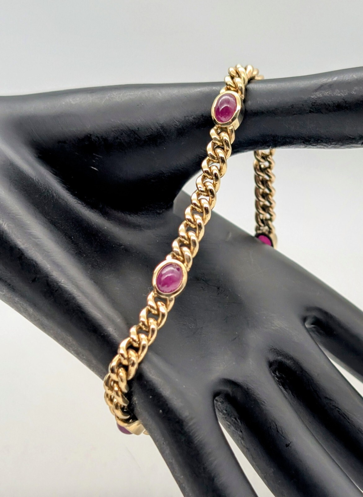 Rubin Panzerarmband Armband 585/14K Gliederarmband Gelbgold 22cm 24,60Gr. #1117