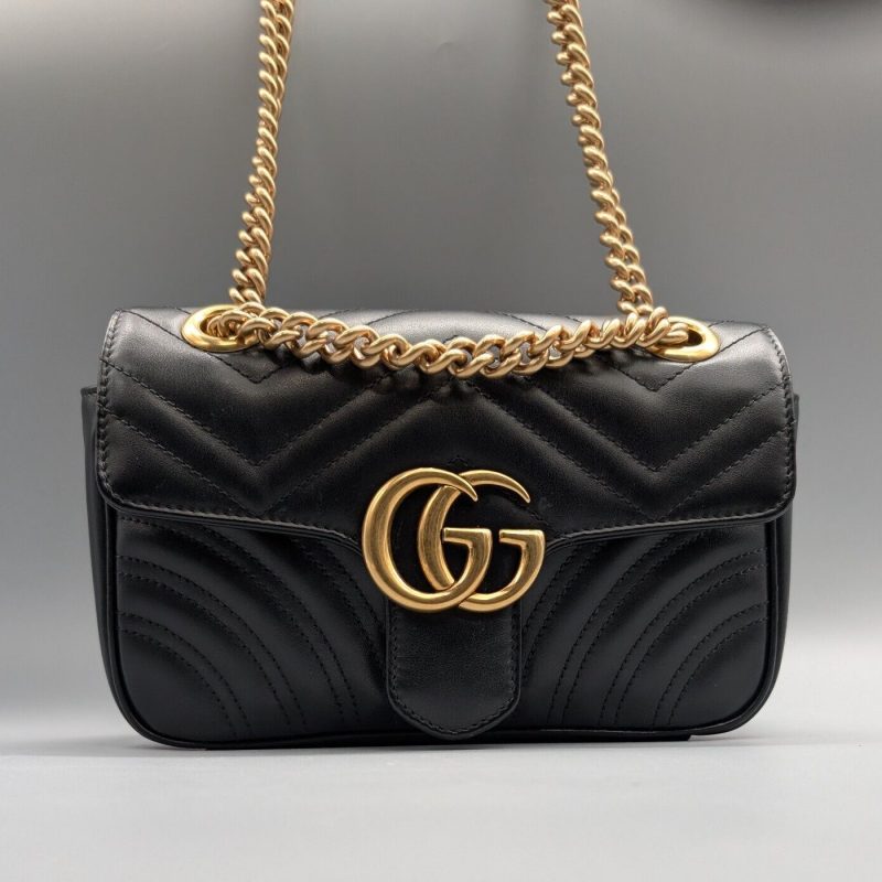 GG Gucci Marmont Mini-Schultertasche Schwarz Umhängetasche Tasche #840