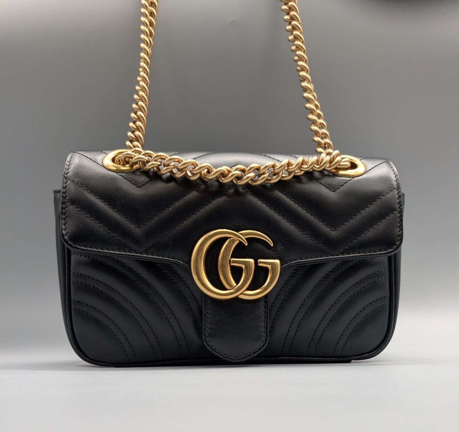 GG Gucci Marmont Mini-Schultertasche Schwarz Umhängetasche Tasche #840