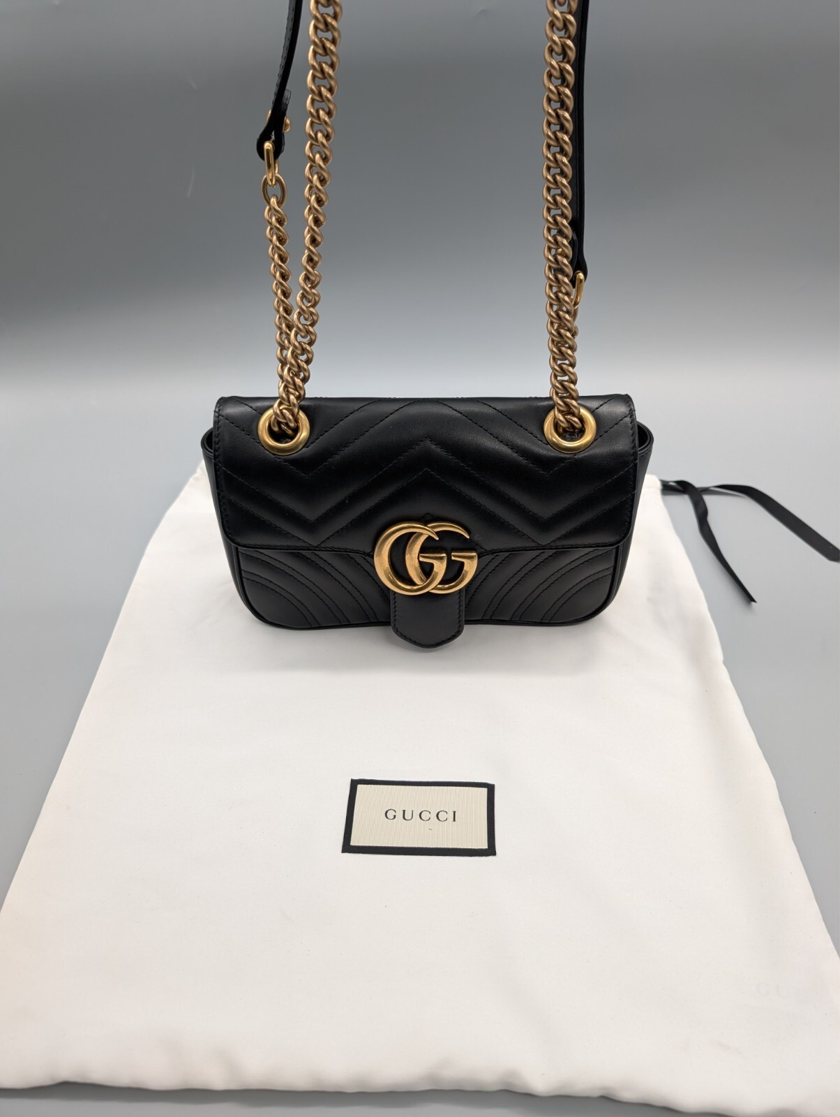 GG Gucci Marmont Mini-Schultertasche Schwarz Umhängetasche Tasche #840