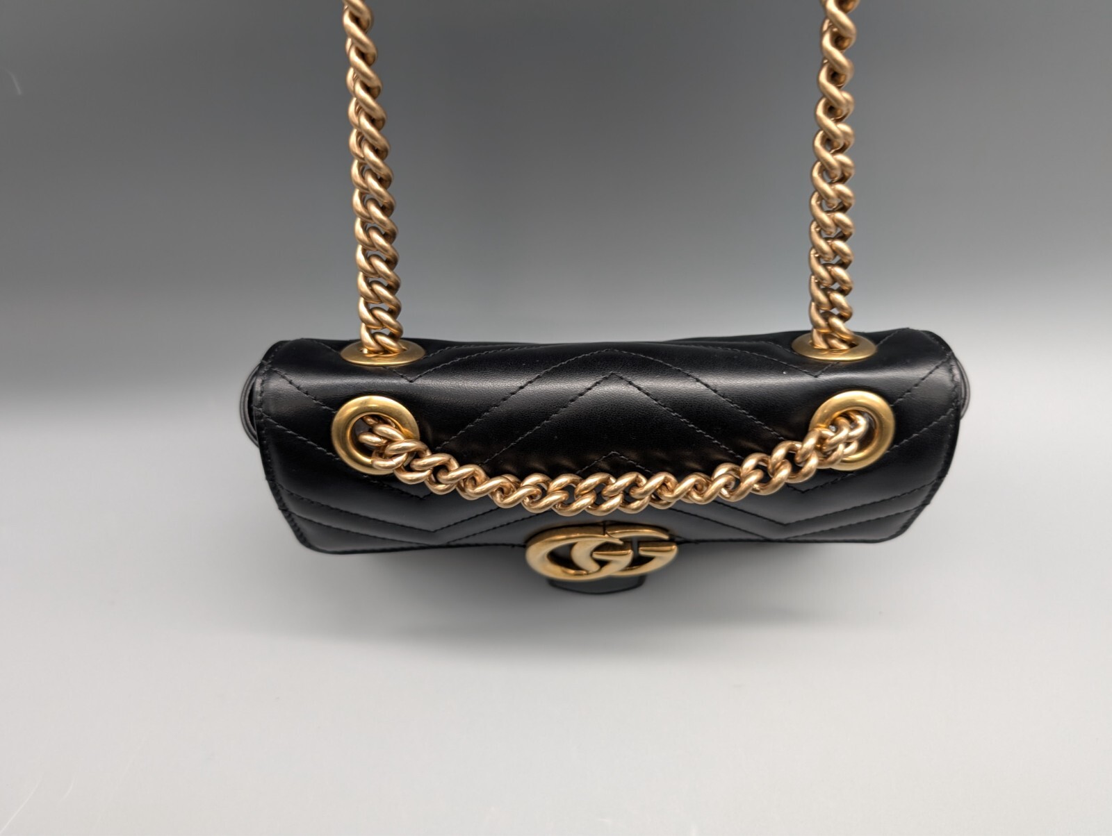GG Gucci Marmont Mini-Schultertasche Schwarz Umhängetasche Tasche #840