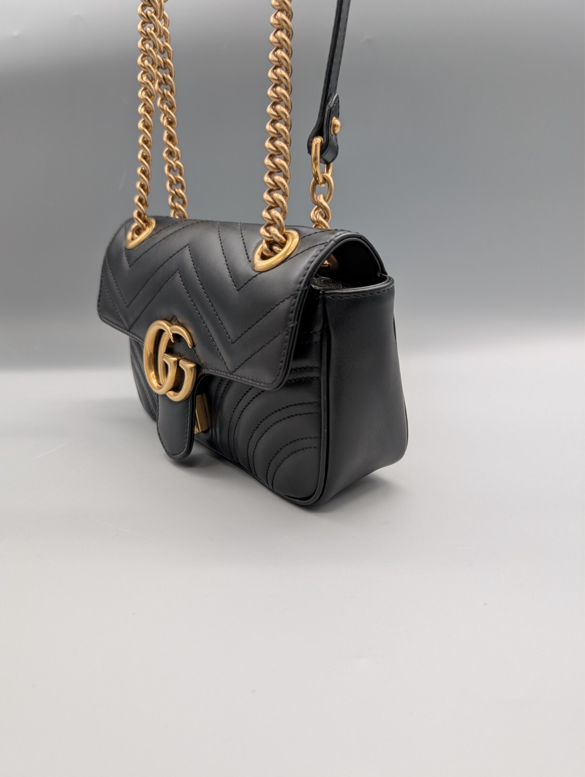 GG Gucci Marmont Mini-Schultertasche Schwarz Umhängetasche Tasche #840