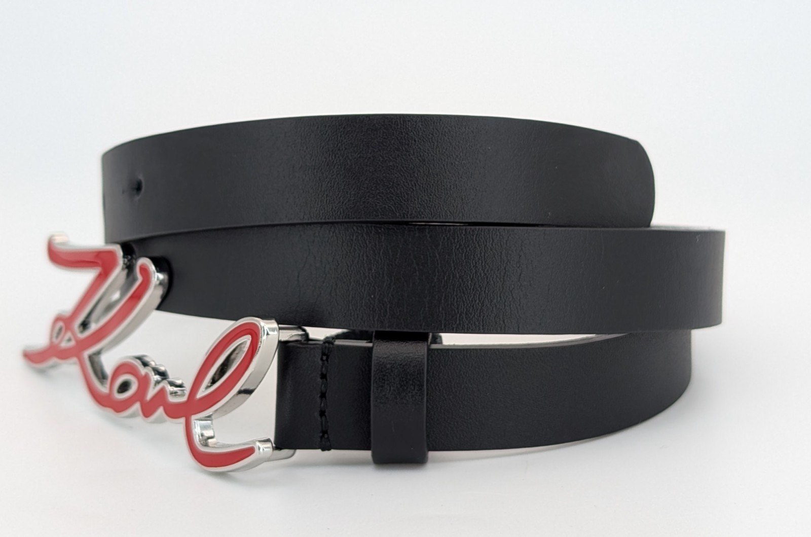 Karl Lagerfeld Leder Gürtel Schwarz 80cm #1731