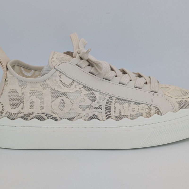 Chloé Lauren Lace Sneaker – Größe 37 – Mild Beige CHC19U108D26J #1744