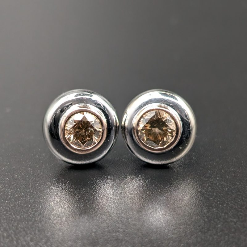 Damen Creolen Weißgold 585/14K Champagner Brillant 1,00ct - 6.15g - #1559