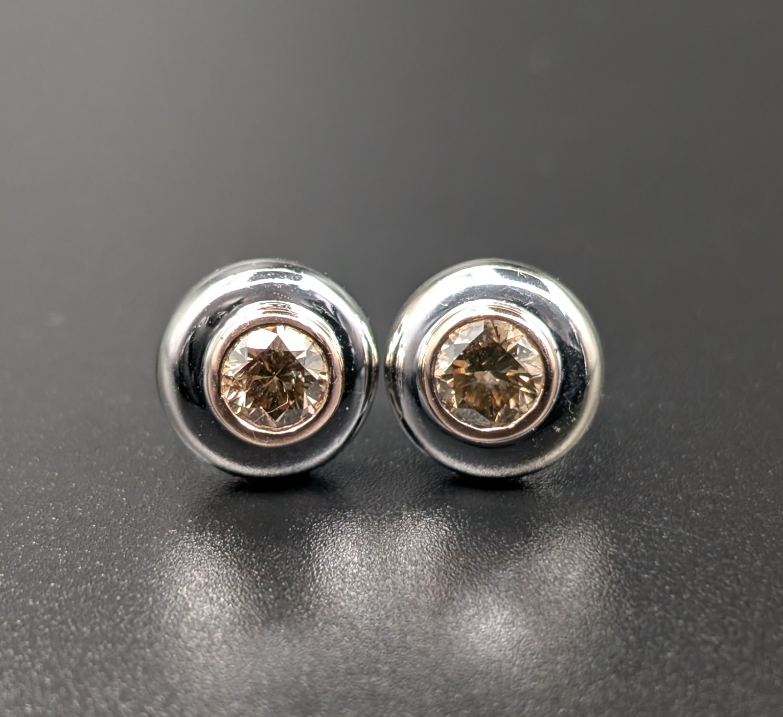 Damen Creolen Weißgold 585/14K Champagner Brillant 1,00ct - 6.15g - #1559