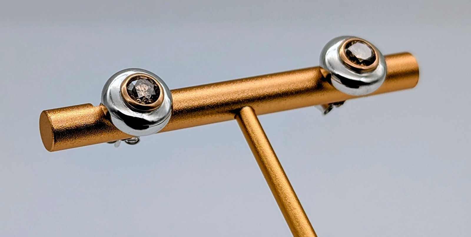 Damen Creolen Weißgold 585/14K Champagner Brillant 1,00ct - 6.15g - #1559