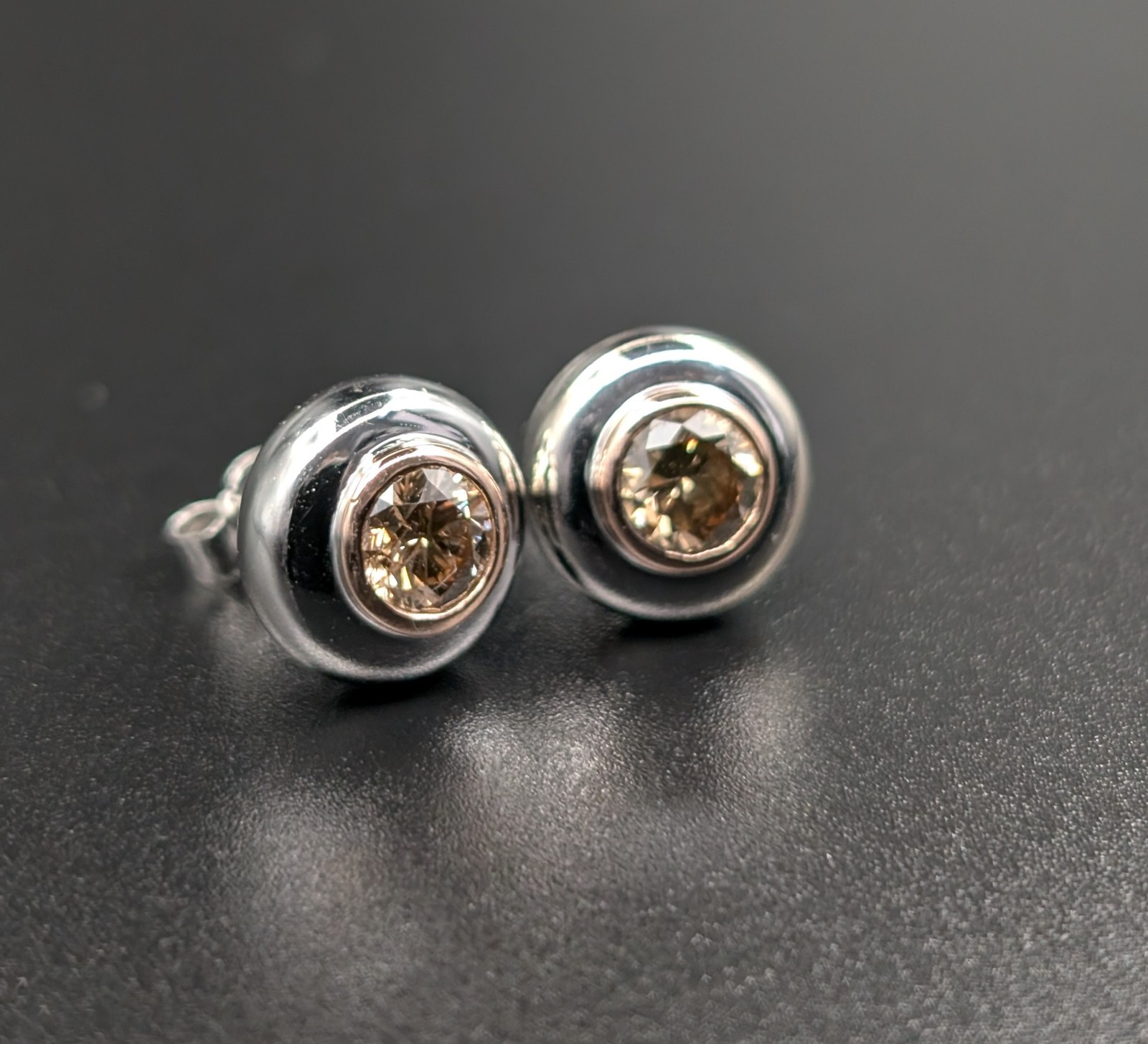 Damen Creolen Weißgold 585/14K Champagner Brillant 1,00ct - 6.15g - #1559