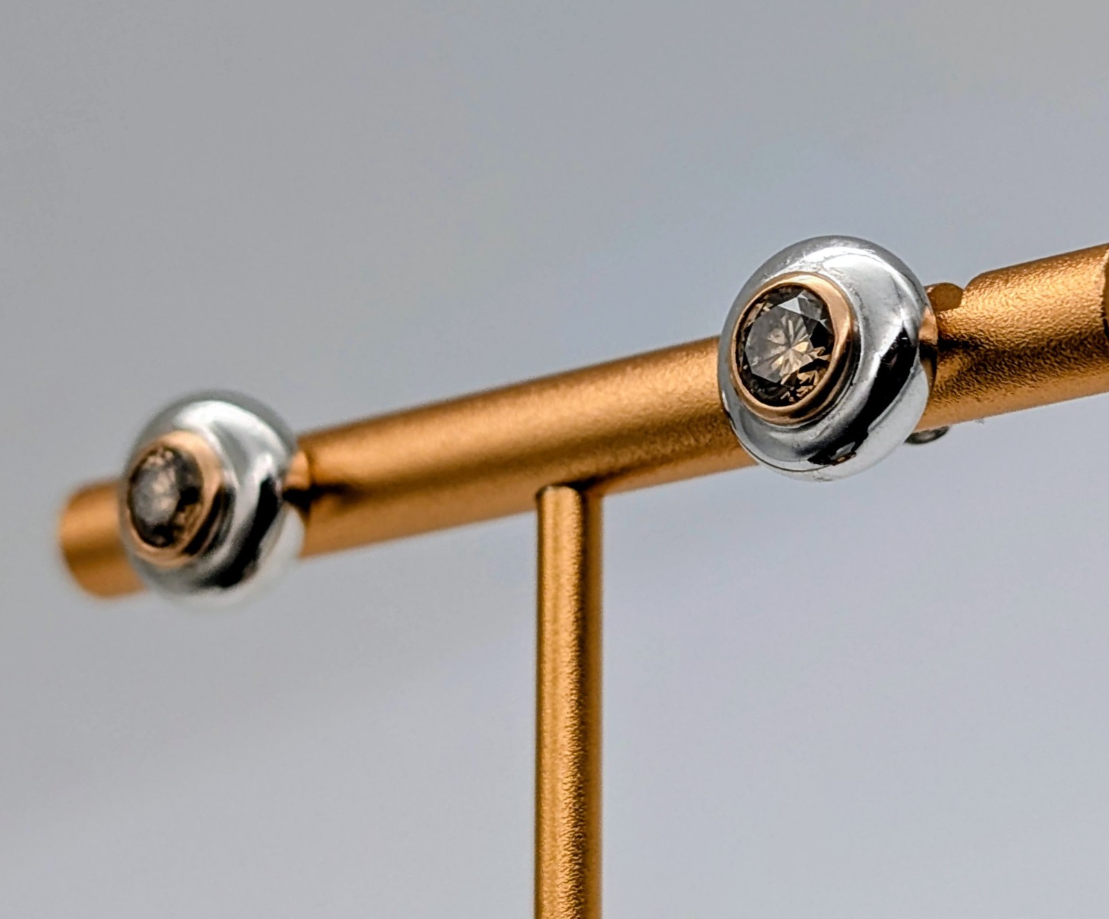 Damen Creolen Weißgold 585/14K Champagner Brillant 1,00ct - 6.15g - #1559