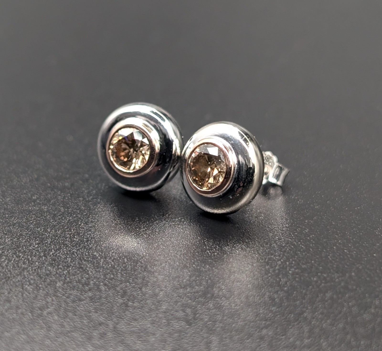 Damen Creolen Weißgold 585/14K Champagner Brillant 1,00ct - 6.15g - #1559