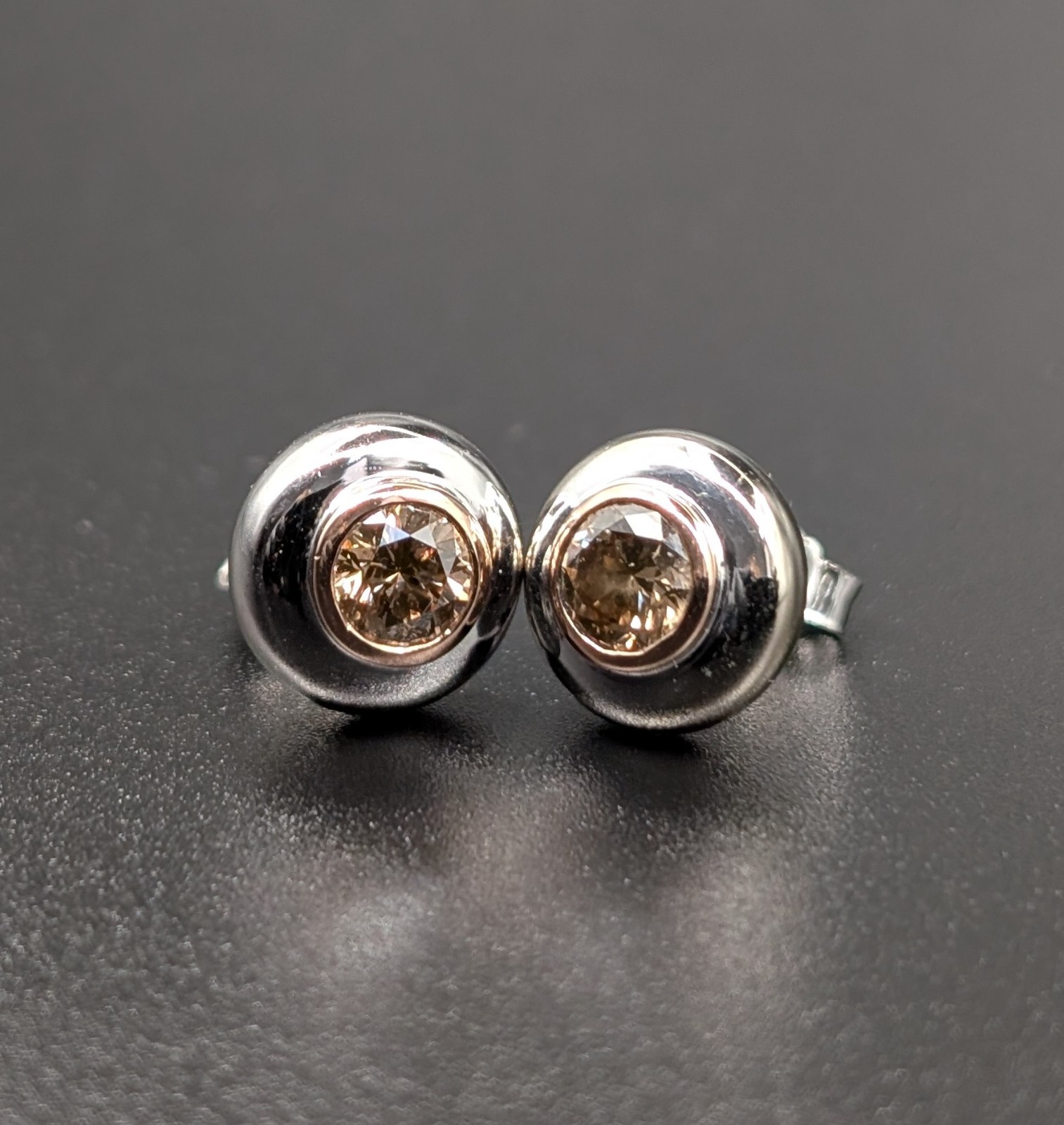 Damen Creolen Weißgold 585/14K Champagner Brillant 1,00ct - 6.15g - #1559