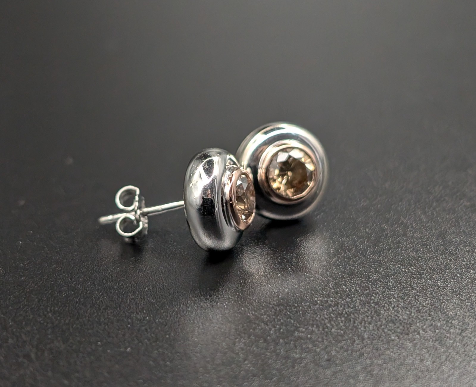 Damen Creolen Weißgold 585/14K Champagner Brillant 1,00ct - 6.15g - #1559