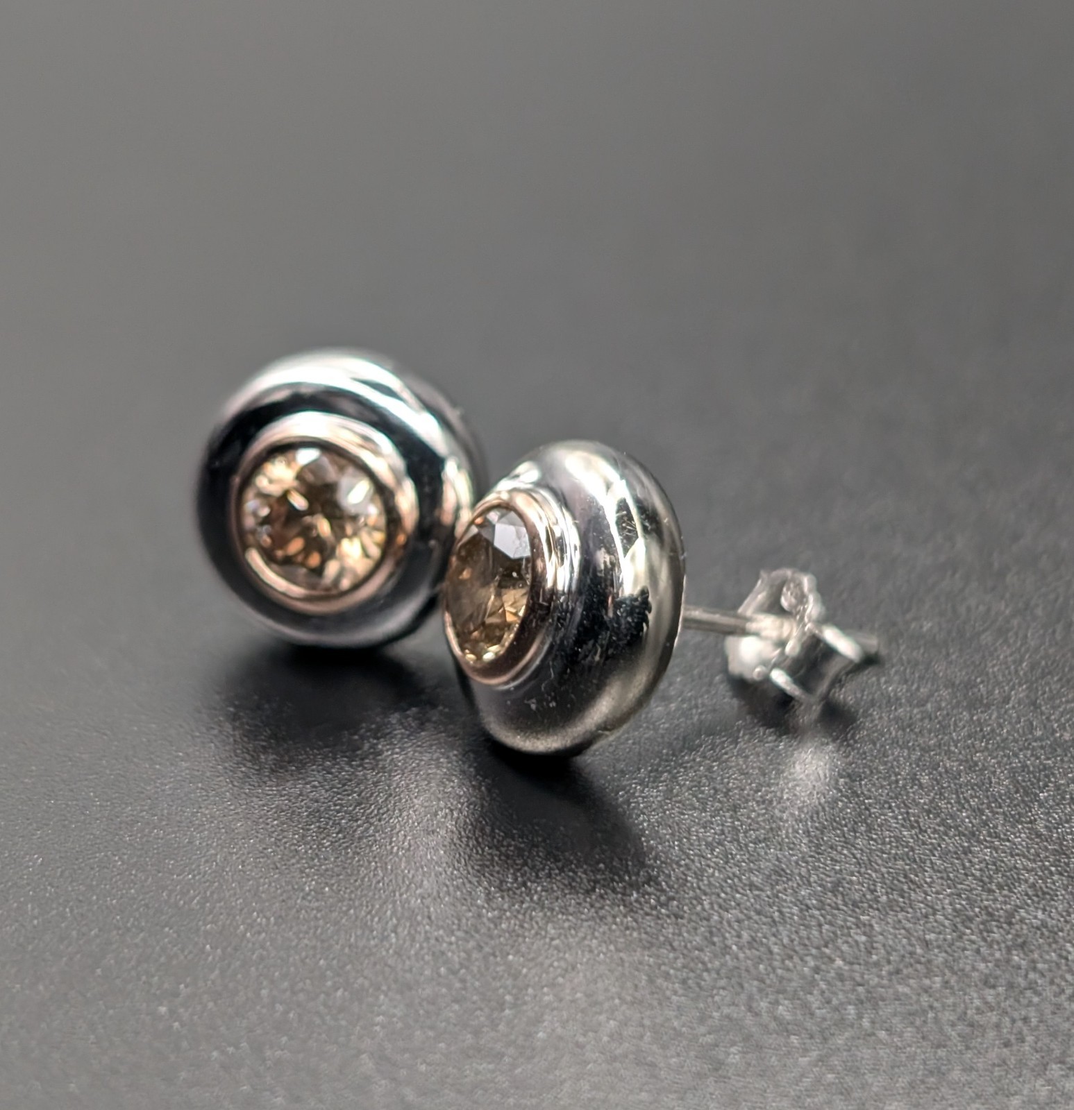 Damen Creolen Weißgold 585/14K Champagner Brillant 1,00ct - 6.15g - #1559