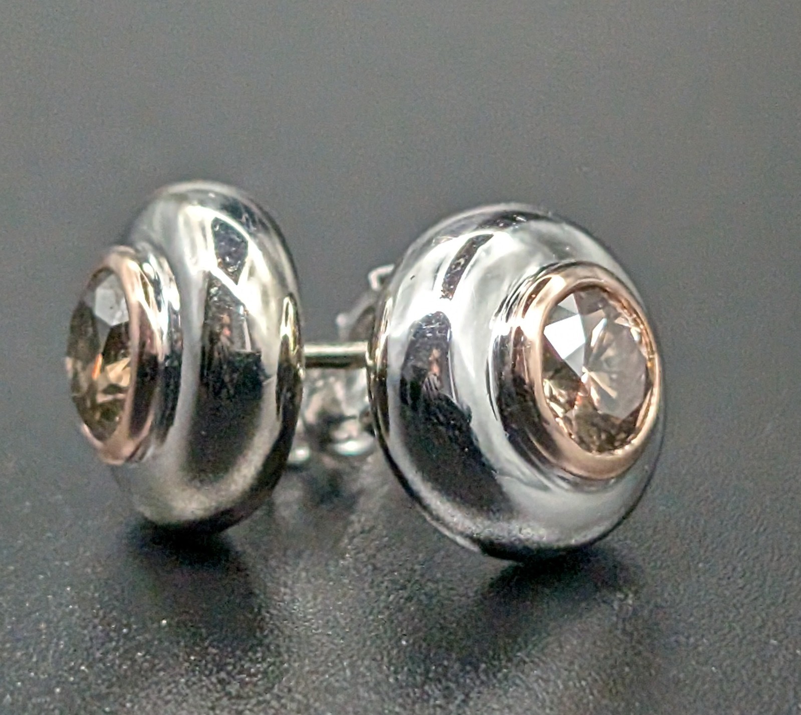 Damen Creolen Weißgold 585/14K Champagner Brillant 1,00ct - 6.15g - #1559