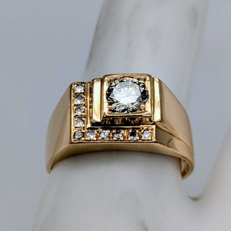 Brillant Ring 585/14K Gelbgold 0,70ct Siegelring – 5,80 g – [Gr.55] #1885