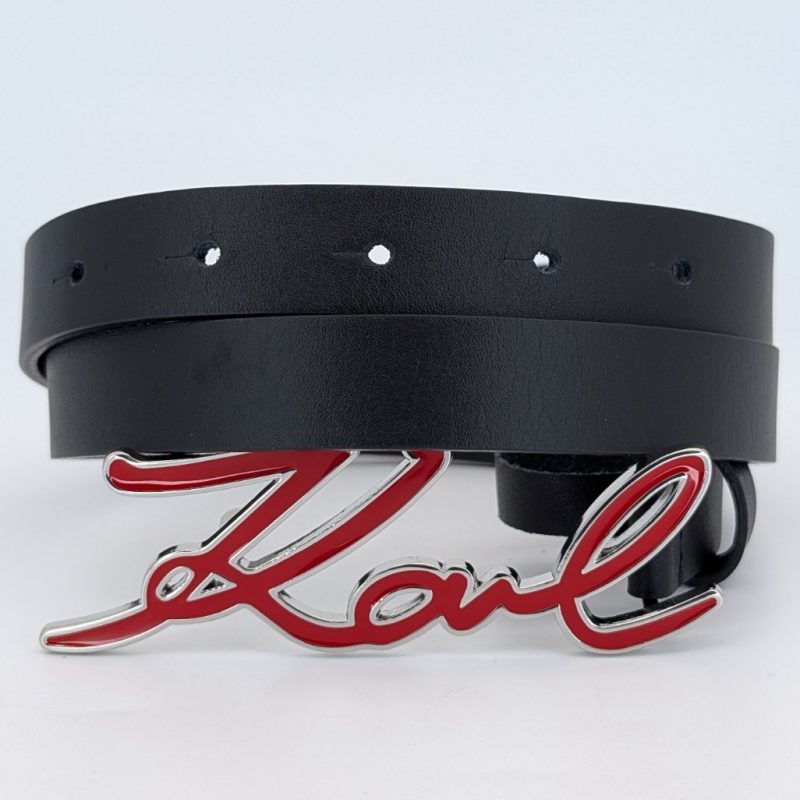 Karl Lagerfeld Leder Gürtel Schwarz 80cm #1731