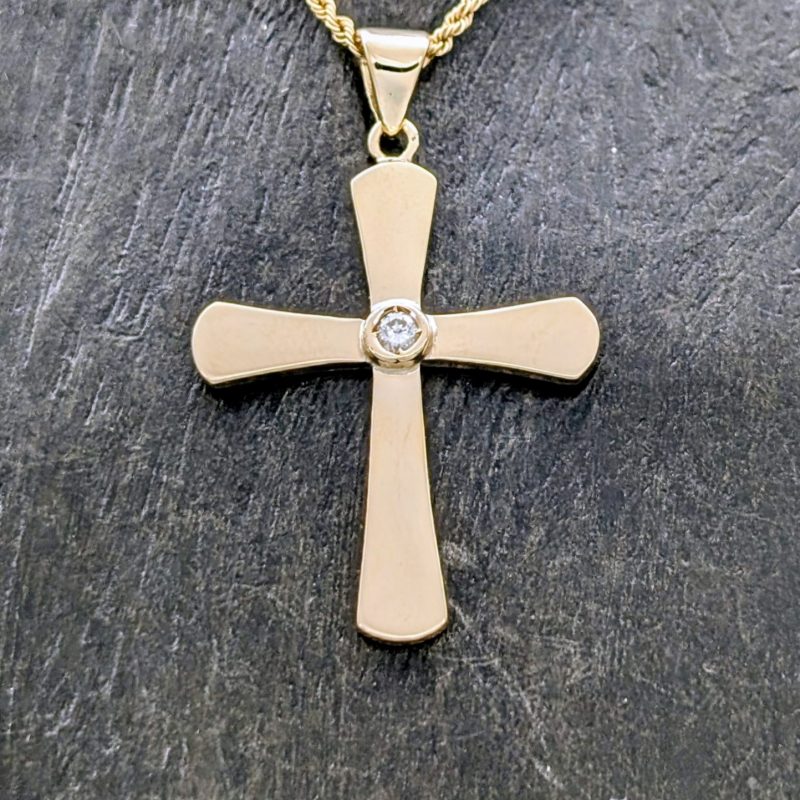 Jesus Kreuz Anhänger 585/14K Gelbgold mit Brillant 4,90g – Für Halsketten #1883