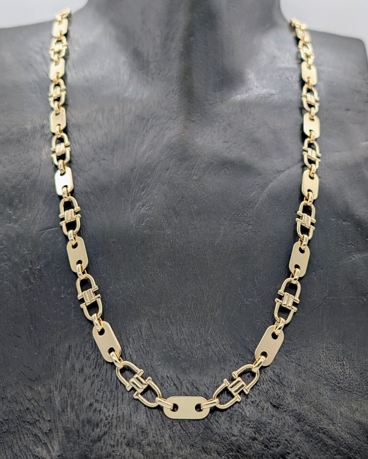 Steigbügelkette Plattenkette Kette 585/14K Gold 67,20g Gliederkette 71cm #2024