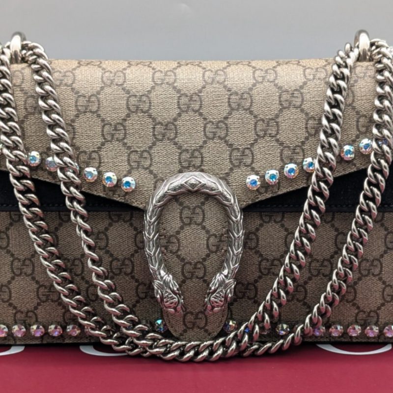 Gucci Dionysus GG Supreme Small Crystal Umhängetasche Schultertasche #784
