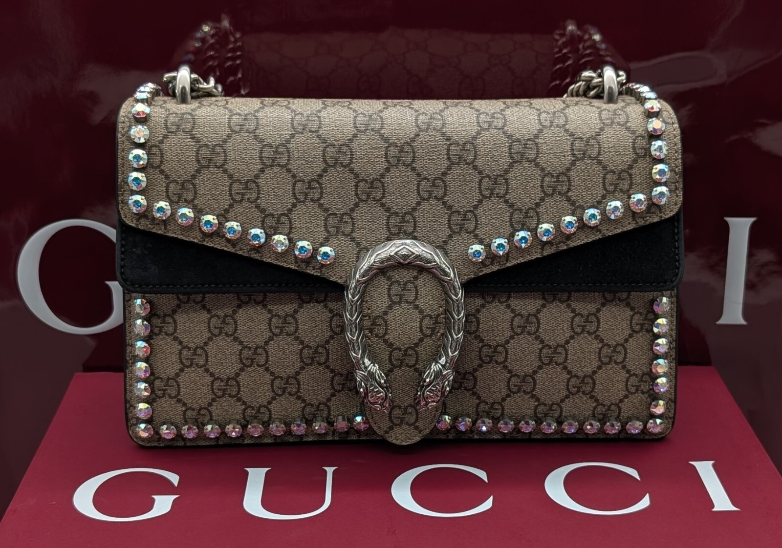 Gucci Dionysus GG Supreme Small Crystal Umhängetasche Schultertasche #784