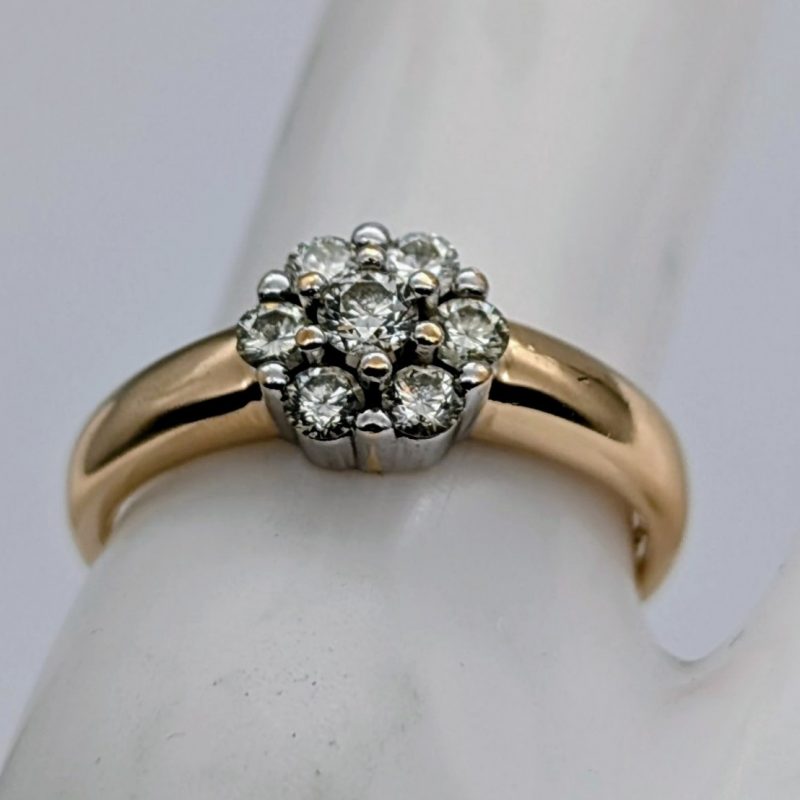 Damen Brillant Ring 585/14K Gelb-Weißgold Blütenring– 4,45 g – [Gr.56] #1935