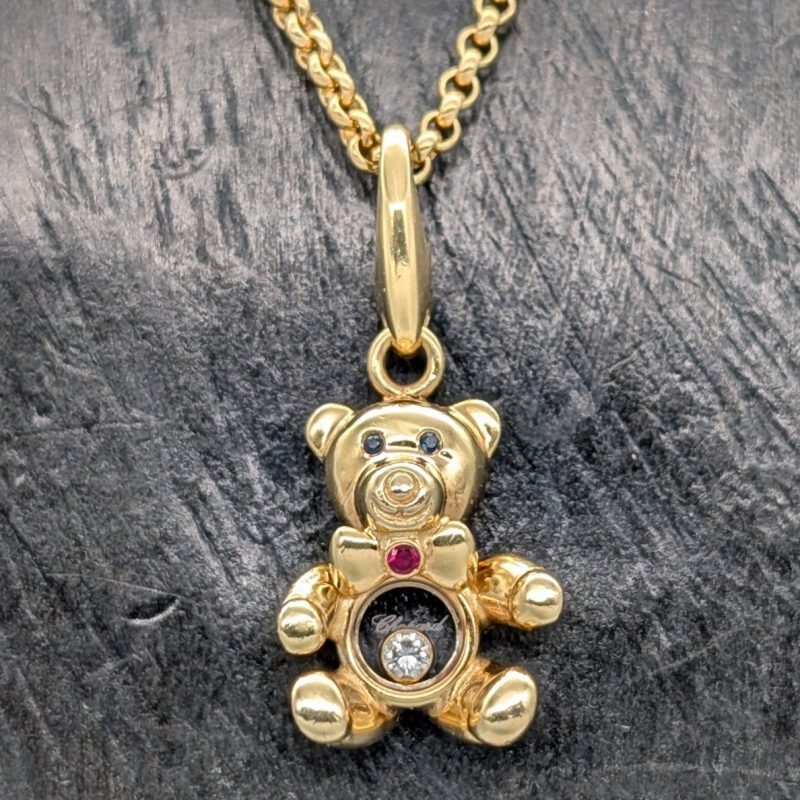 Chopard Teddybär Happy Diamonds Halskette750/18K Gelbgold – 19g –61cm #1993