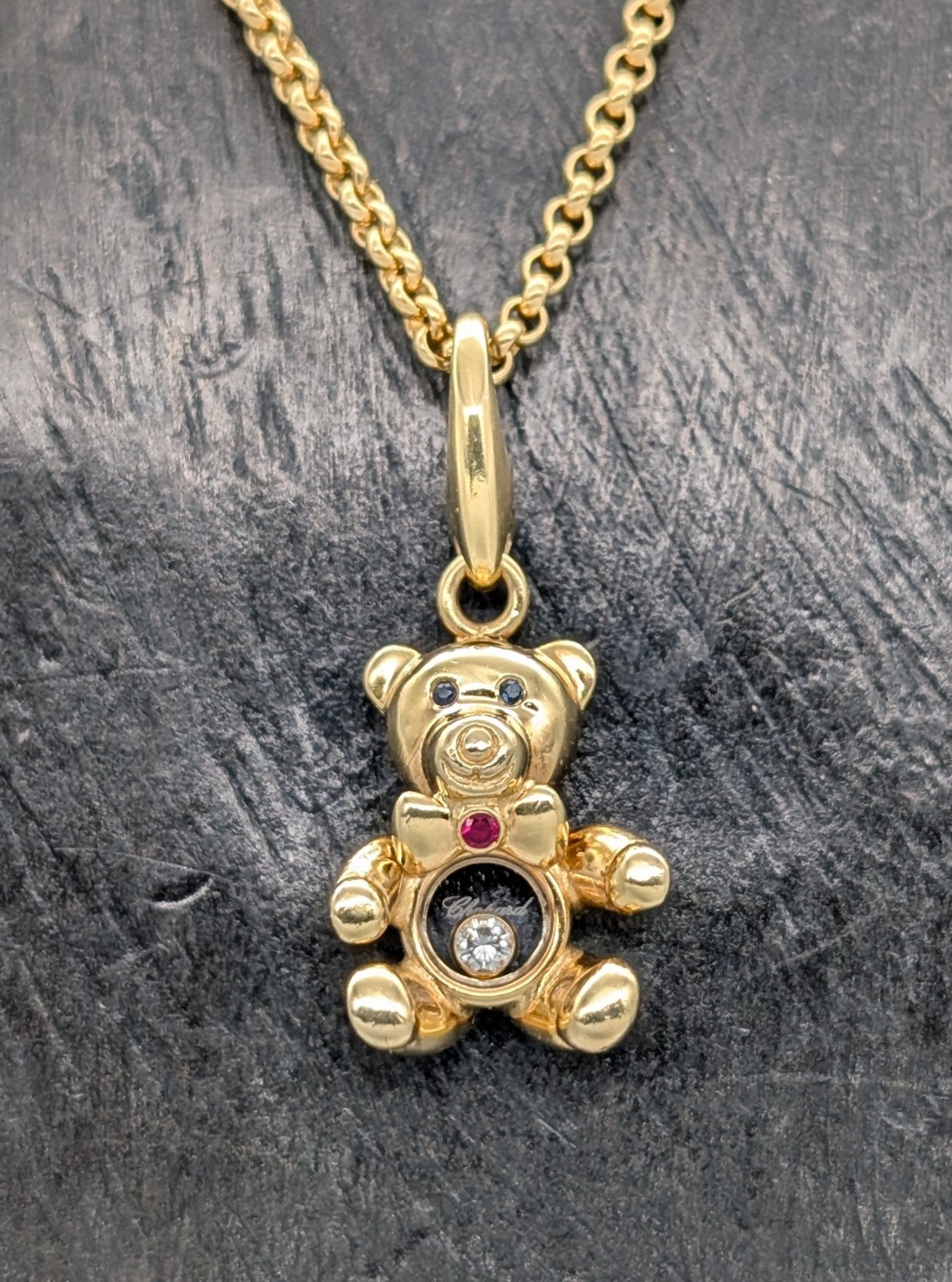 Chopard Teddybär Happy Diamonds Halskette750/18K Gelbgold – 19g –61cm #1993
