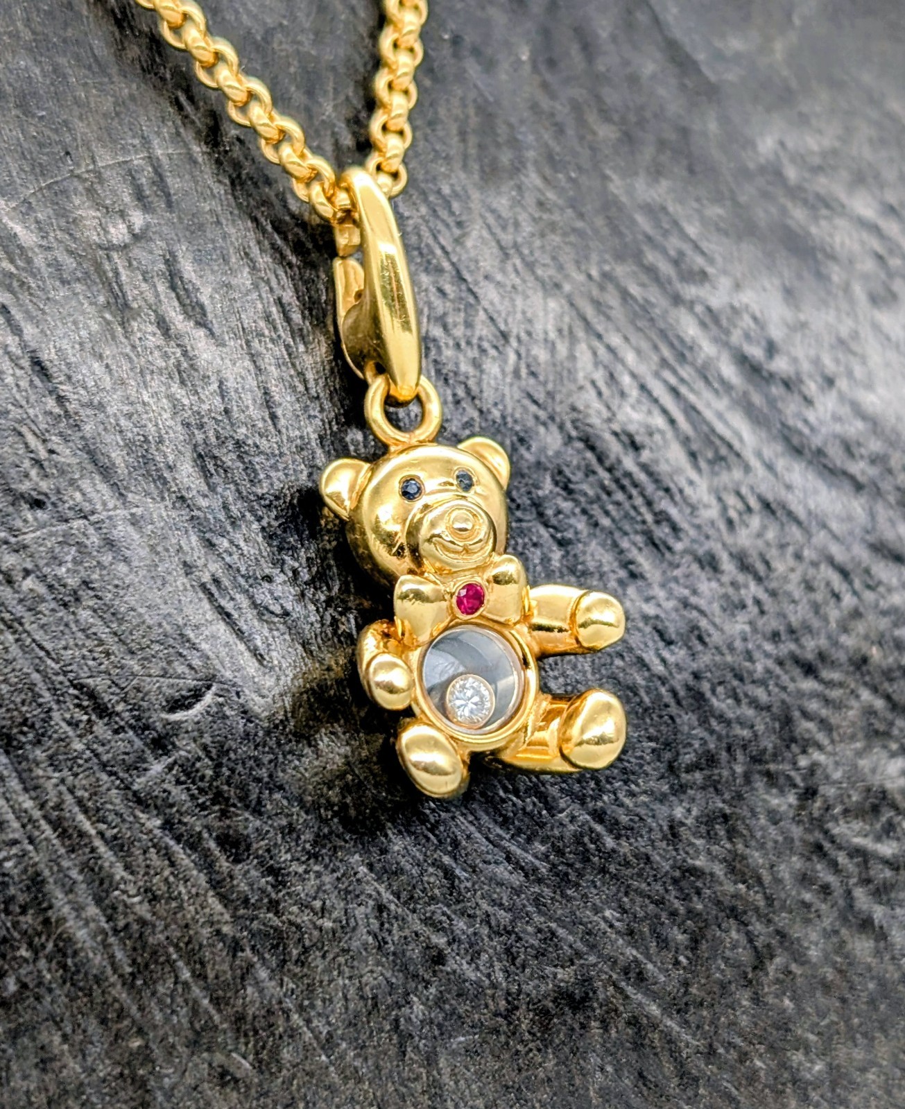 Chopard Teddybär Happy Diamonds Halskette750/18K Gelbgold – 19g –61cm #1993