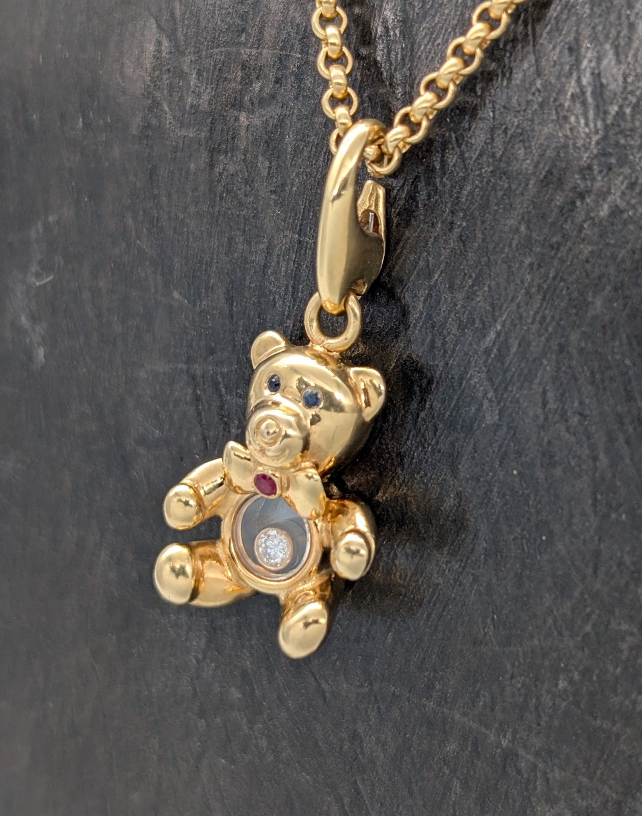 Chopard Teddybär Happy Diamonds Halskette750/18K Gelbgold – 19g –61cm #1993