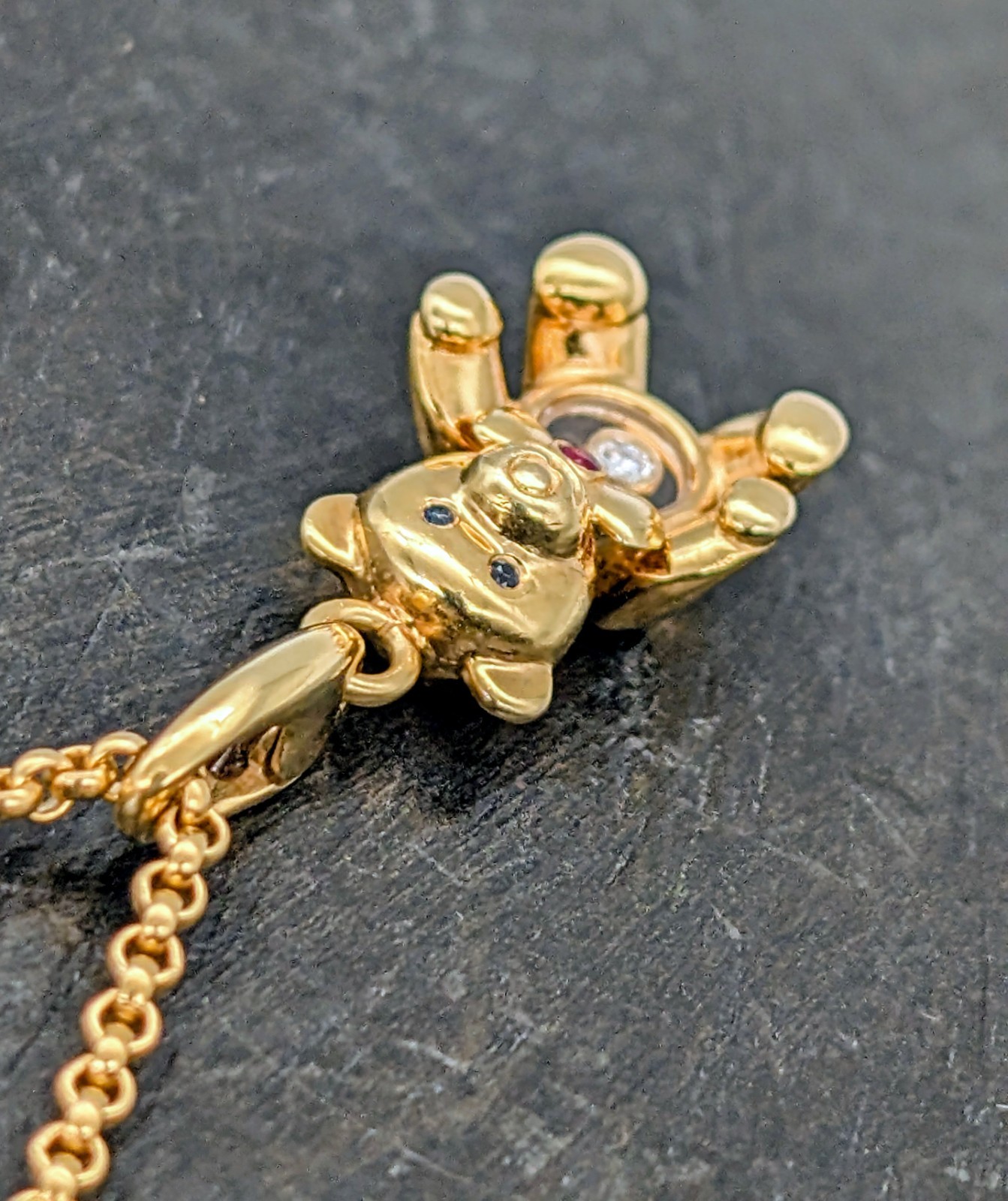 Chopard Teddybär Happy Diamonds Halskette750/18K Gelbgold – 19g –61cm #1993