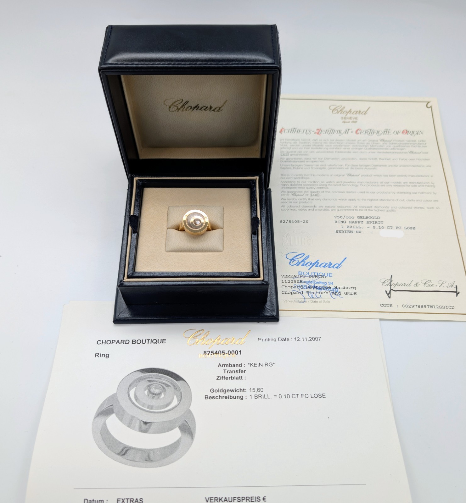 Chopard "Happy Spirit" Diamond Gold Ring 750/18K – 16,70g – (Gr.51) #2018