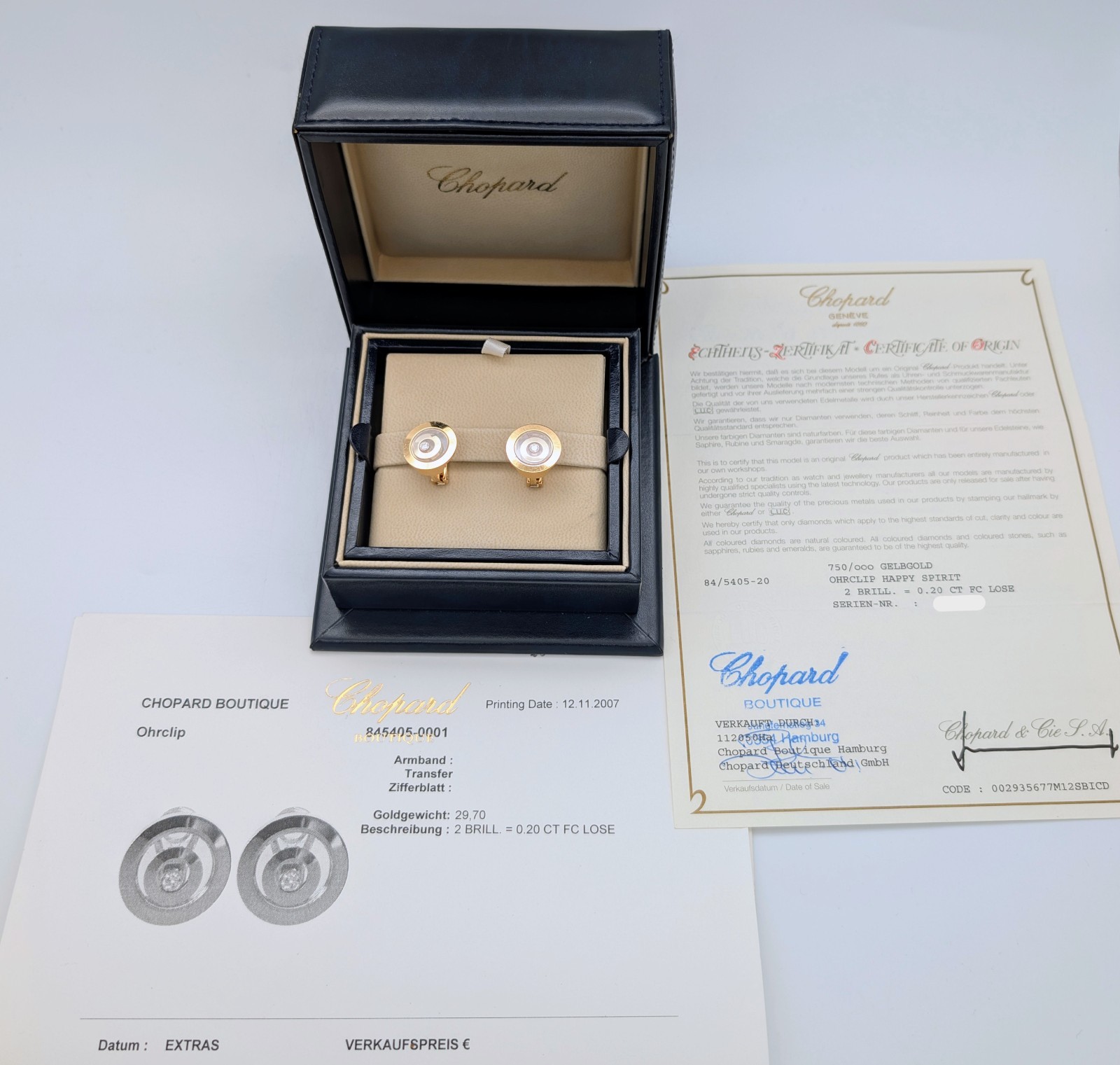 Chopard Diamant Happy Spirit Gelbgold Ohrringe 750/18K – 21g – Ohrclips #2020