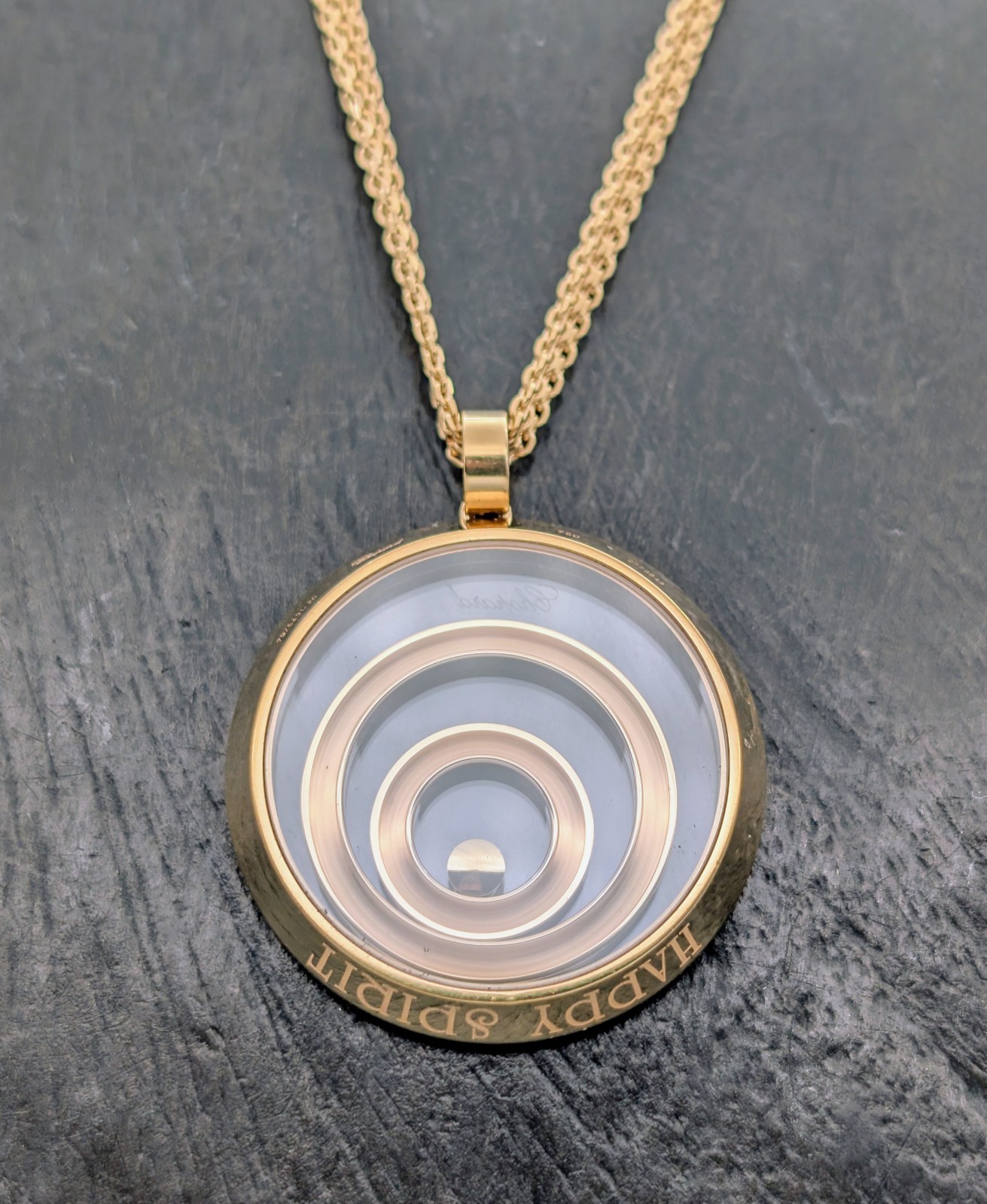 Chopard HAPPY SPIRIT Brillant Anhänger Kette 60cm Gelbgold 750/18K –33,30g #2019