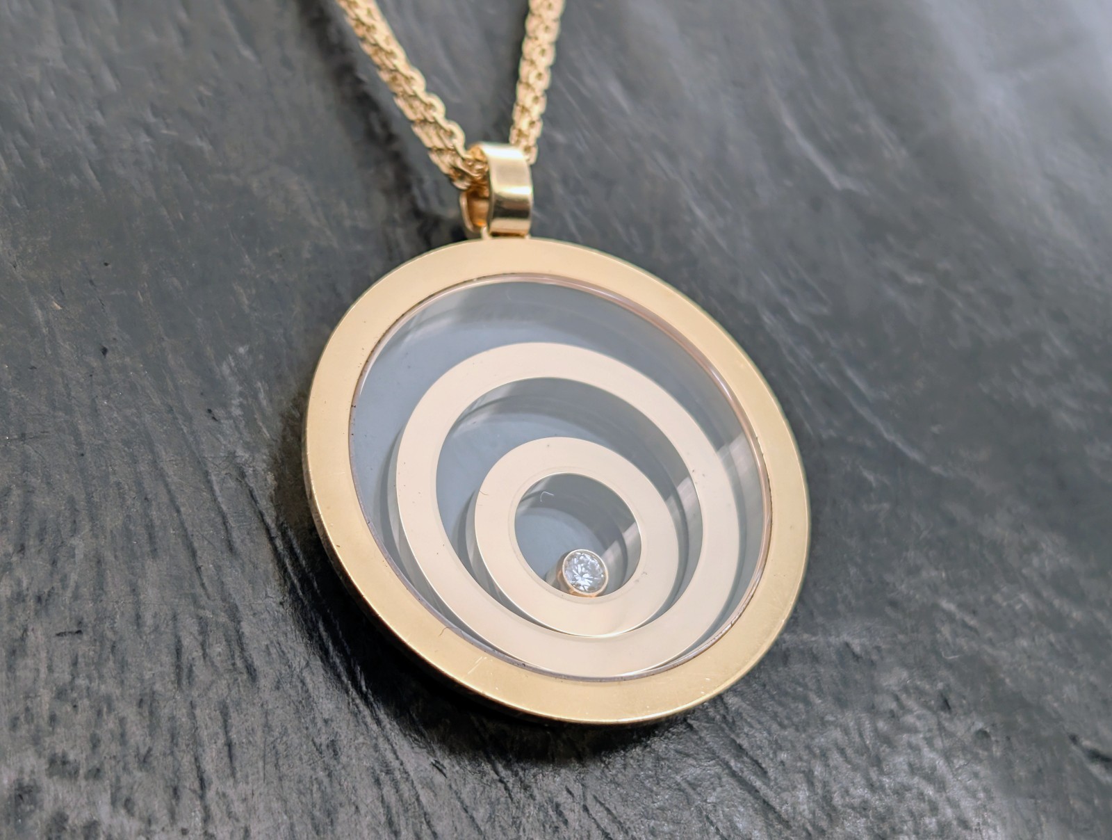 Chopard HAPPY SPIRIT Brillant Anhänger Kette 60cm Gelbgold 750/18K –33,30g #2019