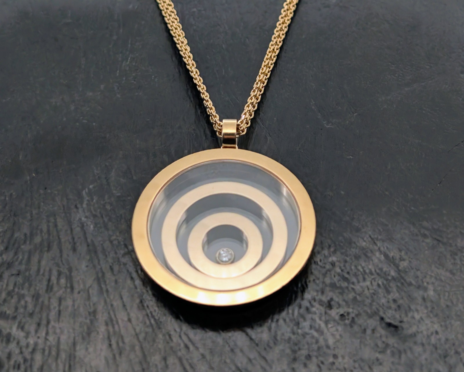 Chopard HAPPY SPIRIT Brillant Anhänger Kette 60cm Gelbgold 750/18K –33,30g #2019