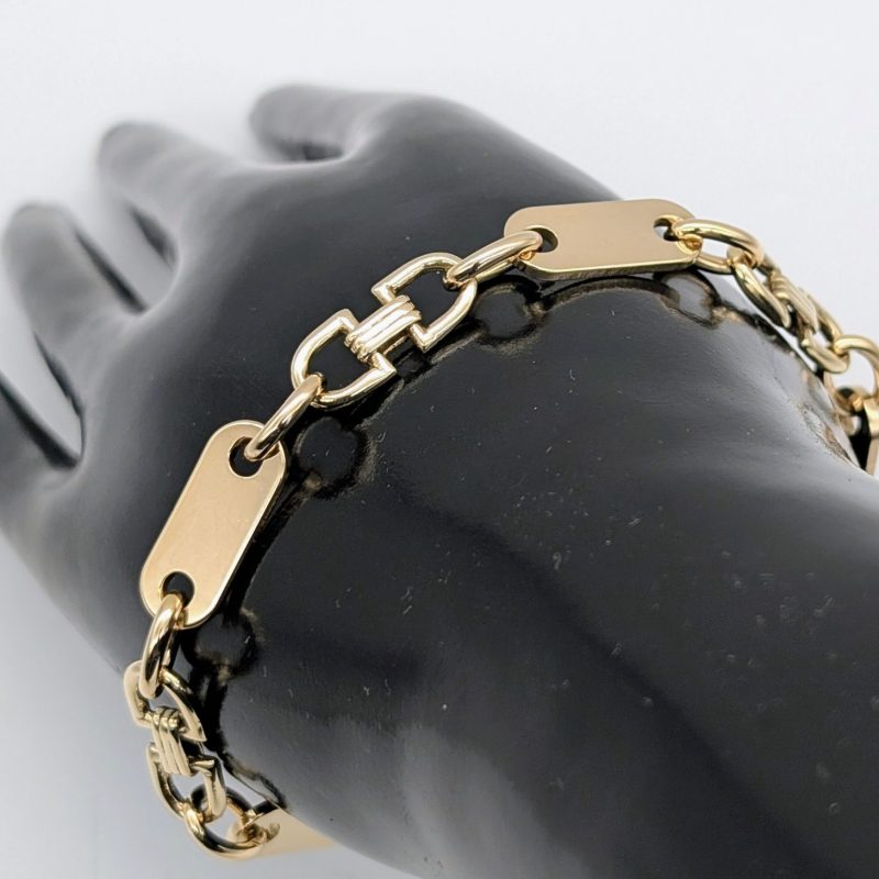 Steigbügelketten Armband Platten 585/14K Gelbgold –28,50g –21cm #2022