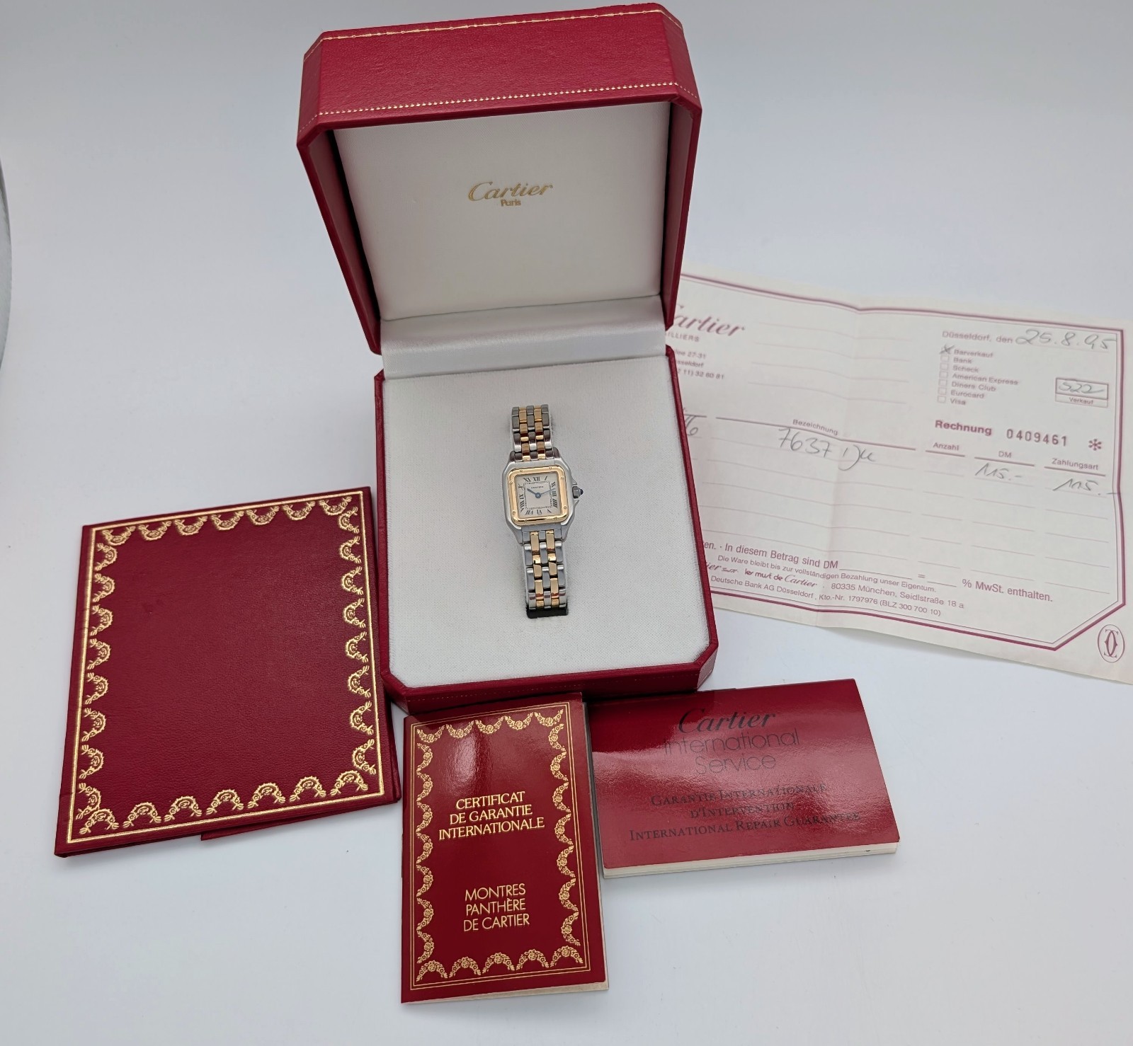 Cartier Panthere '2 Row' Ref 1057917 Damenuhr Ø22 x 29mm | 1991 Full Set #2053