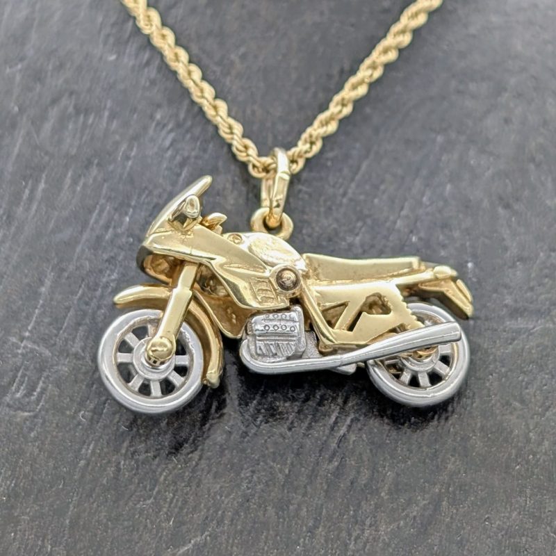Motorrad Anhänger 333/8K Gelbgold – 5,25g – für Halsketten #N191