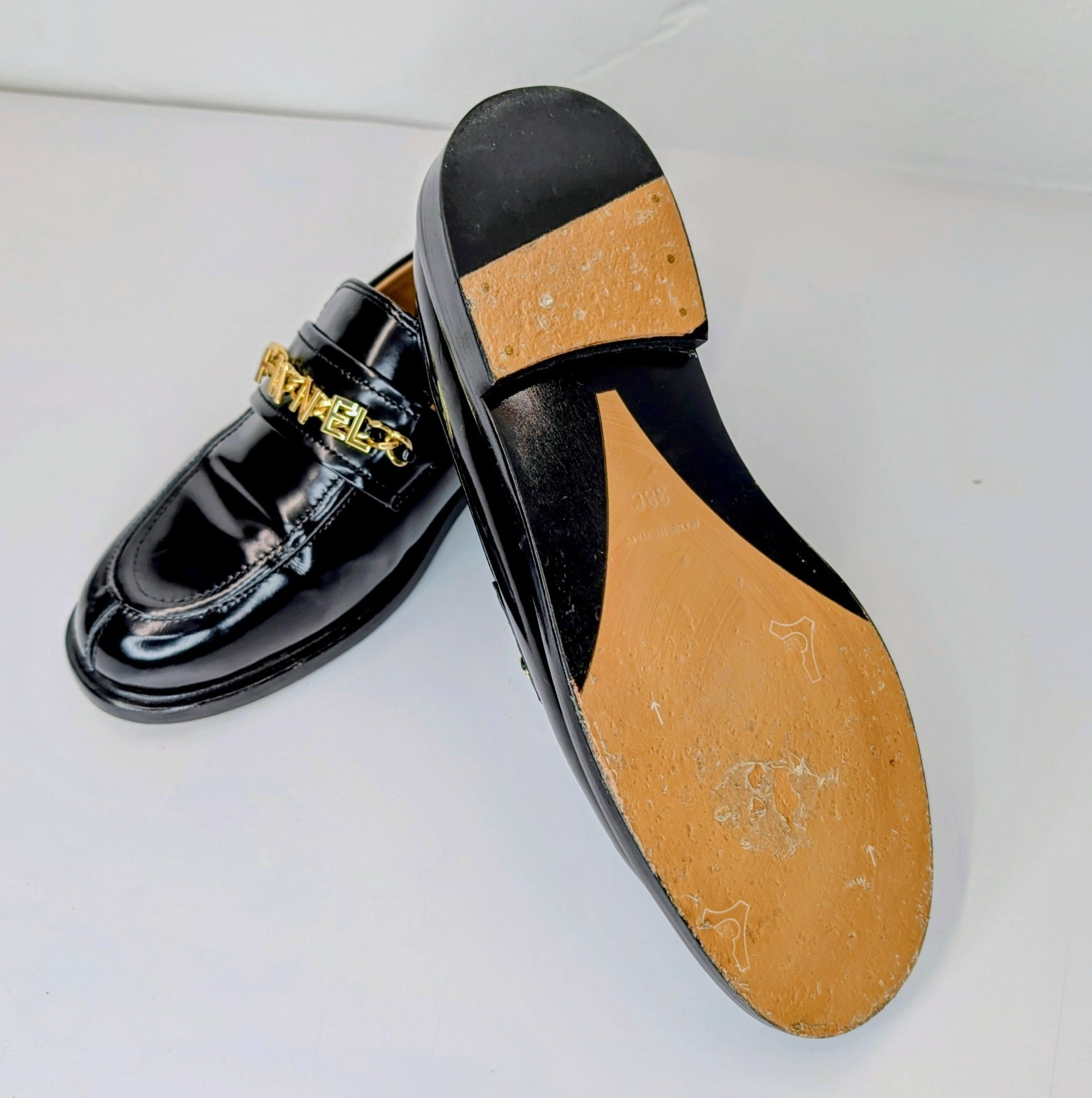 Chanel 21S Chain CC Loafers – Black Leather/Gold Chain Halbschuhe Schuhe #2069