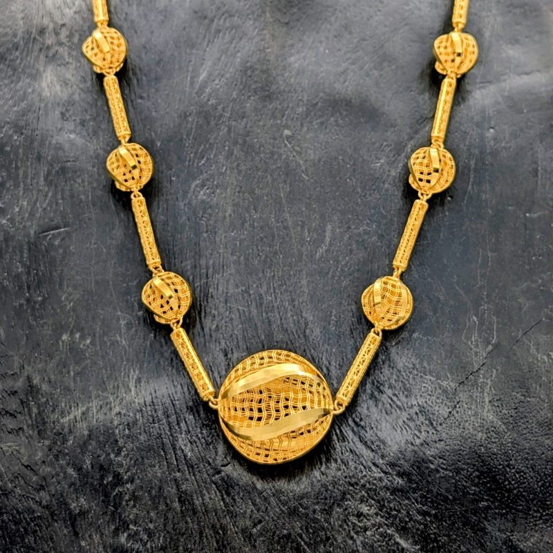 Hochzeitskette Kugeln 585/14K Gelbgold – 15,30g – Gliederkette 74cm #1942