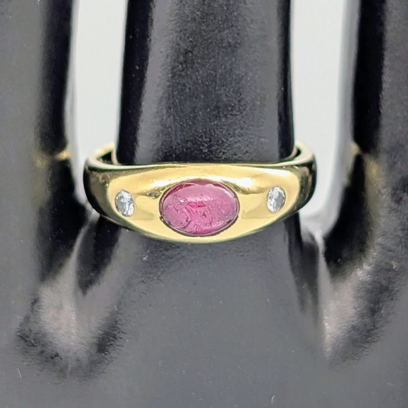 Brillant Rubin Cabochon Ring Gelbgold 585/14K – 6,60g – (Gr. 58) #1990