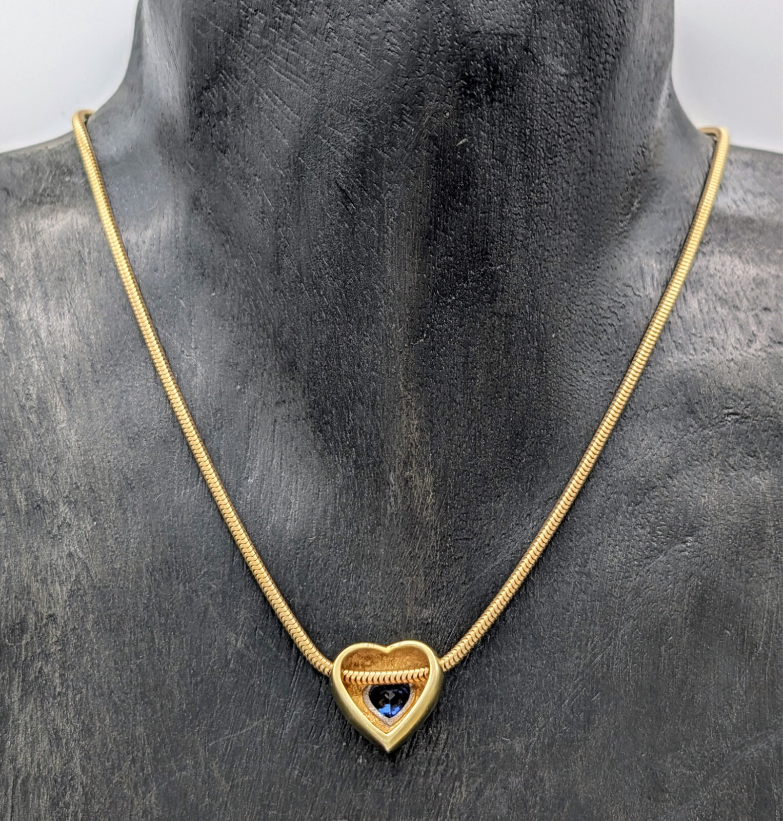 Collier Halskette Gelbgold 585/14K Saphire Herz Schlangen 45cm 20,80Gr. #1105